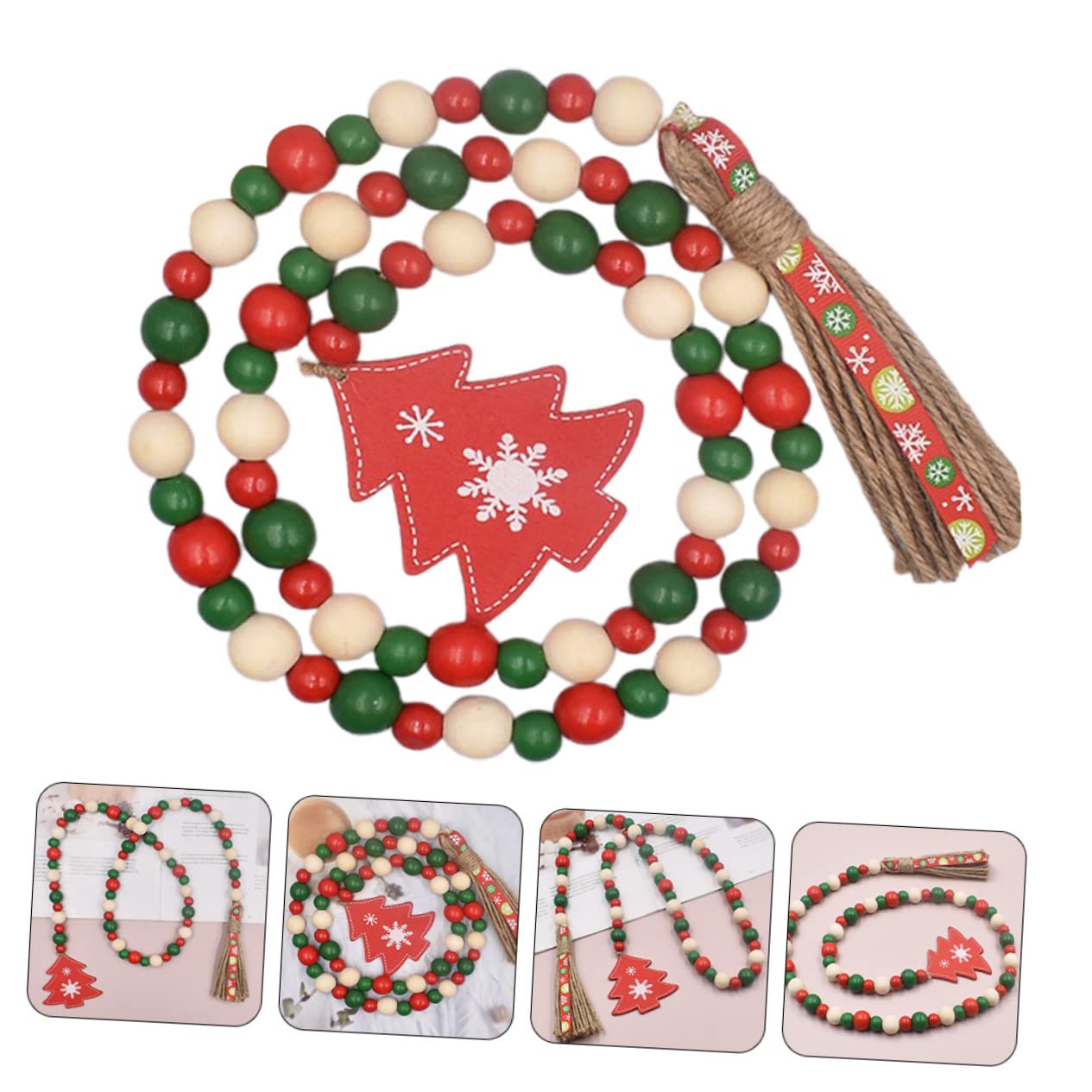 TOPBATHY 4 Stück Perlenverzierungen Weihnachtsperlengirlande Perlenquaste im Weihnachtsstil graceling Christbaum anhänger Weihnachtsgirlande Weihnachtsdekorationen Weihnachtsperlen Girlande