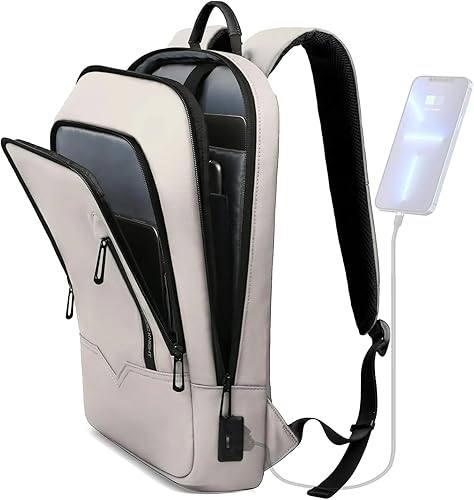 Miniatura 21 de Mochila hk para Hombres, Mochila delgada de negocios con cargador USB, computadora ligera, antirrobo, para viajes, Azul oscuro, 17,3 pulg., Diario