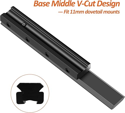 Miniatura 4 de Adaptador Convertidor de Carril de Cola de Milano de 11mm a Picatinny de 21mm - 155mm6.1" de Largo Montura de Mira de Perfil Bajo Convertidor