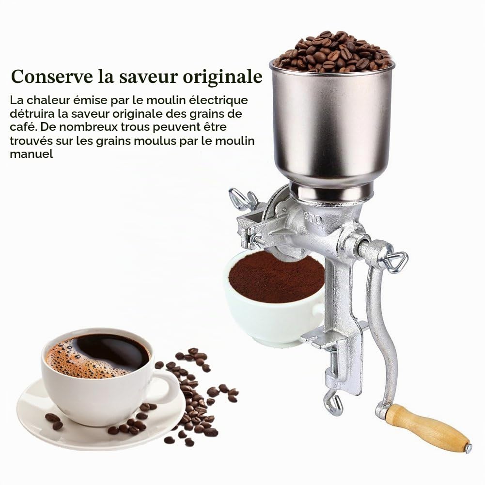 Moulin à céréales Manuel, Moulin à maïs Portable Moulin à Grain Manuel Broyeur à Café avec manivelle pour maïs Grains de café cacahuètes Avoine