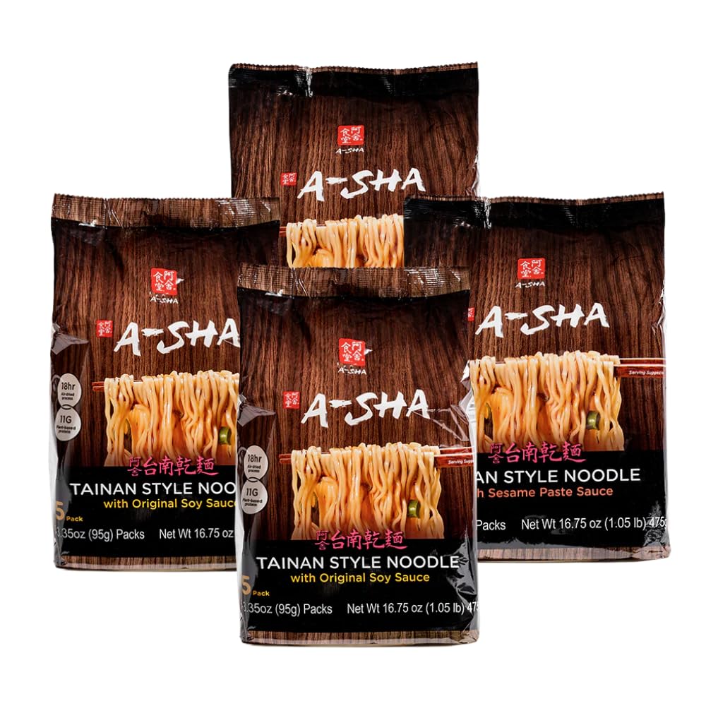 A-SHATainan Variety Pack (2 Flavors, 20 Count), Vegan, Air-Dried, 11g of Plant-Based Protein, Thin Sized Noodles