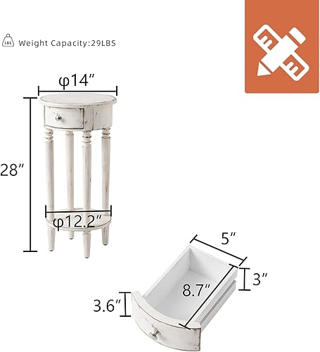 Miniatura 9 de HOMPUS Juego de mesa auxiliar redonda moderna de 2 con estante de almacenamiento, mesita de noche de madera de 2 niveles con acabado de grano de