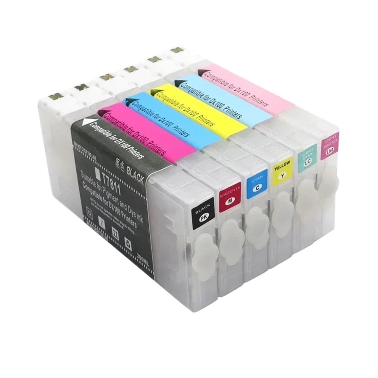 Kompatibel mit Fuji, T7811 T7812 T7813 T7816 Refill Cartridges | 200 ml 6 Farben 1 Satz leere Tintenpatronen for Frontier-s DX100 Drucker
