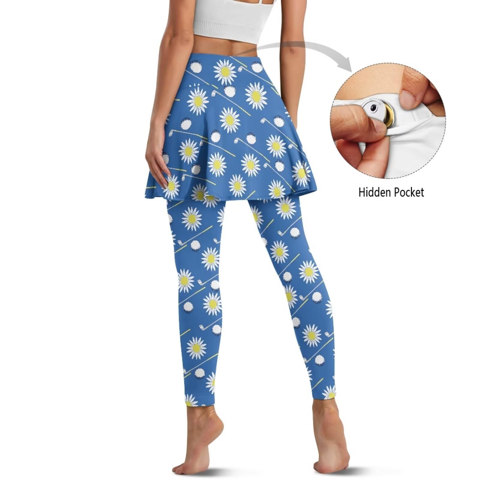 Poceacles Spódnice legginsy dla kobiet tenisowe spódnice legginsy spandex bieganie spódnice golfowe legginsy z mini spódniczką rajstopy