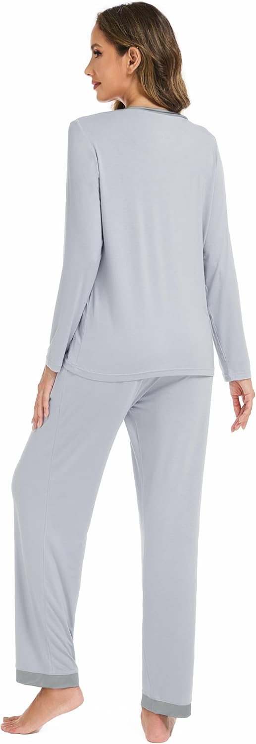 LUBOT Bamboo Viscose 2026 New Women's Pajama Sets Cooling Lightweight Soft Long Sleeve PJs Wicking Sleepwear Comfy S-XXL - Image 6