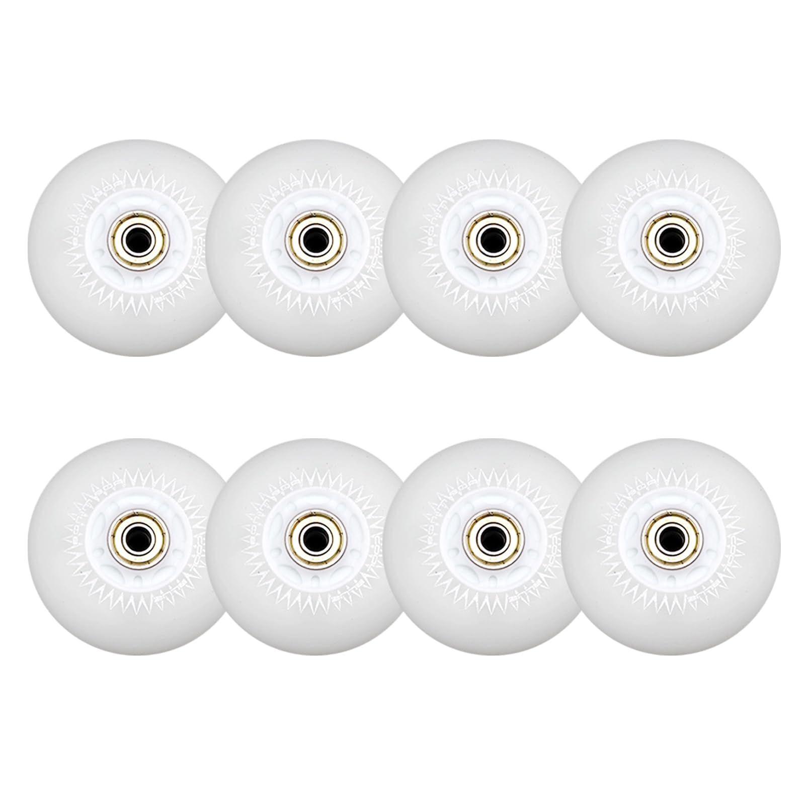Genérico Ruedas de Repuesto para Patines en Línea Exterior Interior Patines para Adultos (72/76/80 mm, 90 A, 8 Ruedas, 16 Rodamientos, Luces Led, Blanco, 80 mm)