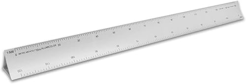 Alumicolor 11.8 in aluminio métrico arquitecto hueco escala para escuela, oficina, arte y dibujo, 30CM, plata