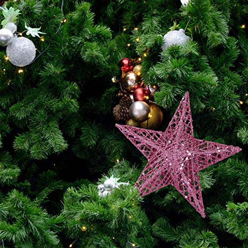 Binaryabc Christmas Tree Topper Star,Glittering Christmas Tree Decoration Ornaments,20Cm (Pink) #TOP1