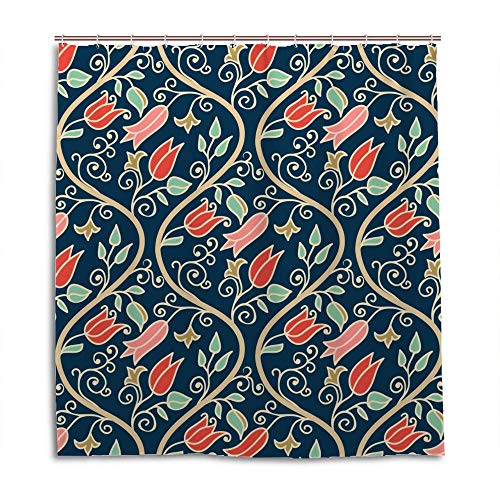 Rideau de douche flocon de neige en polyester imperméable avec crochets 168x183 cm
