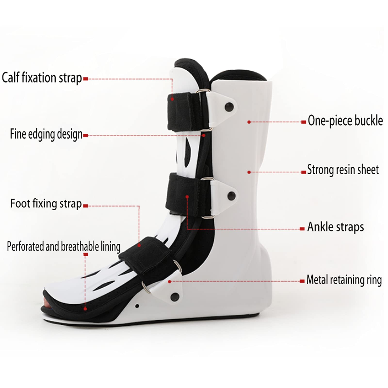 Bota ortopédica para fracturas, Tobillera, Protector de Pantorrilla, Suela Antideslizante, cómoda y Transpirable para Lesiones de Tobillo, fracturas, esguinces, Lesiones fijas, Derecha, L