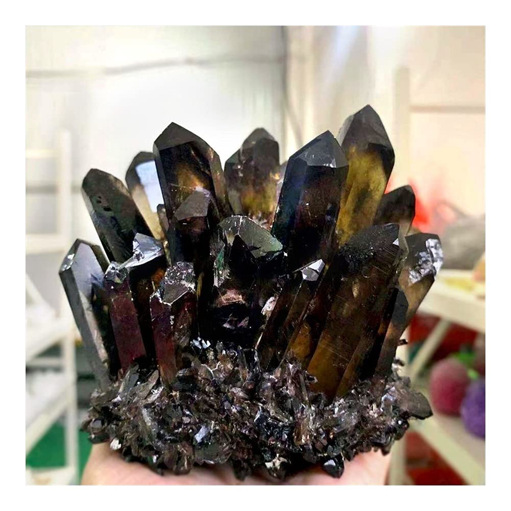 Naturkristall rau Geschenk for die Familie 400 g / 500 g / 600 g Natürliche Rauchquarz-Cluster-Kristalle Heilsteine ​​für die Heimdekoration Glücksstein (Size : 400g)