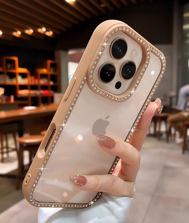Coque transparente pour iPhone 15 paillettes strass Doowear - 3