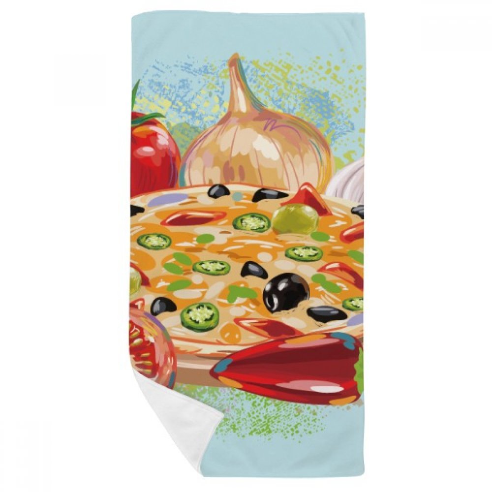 Gant de toilette douche Pizza Italie multicolor 35x70cm pour visage et mains