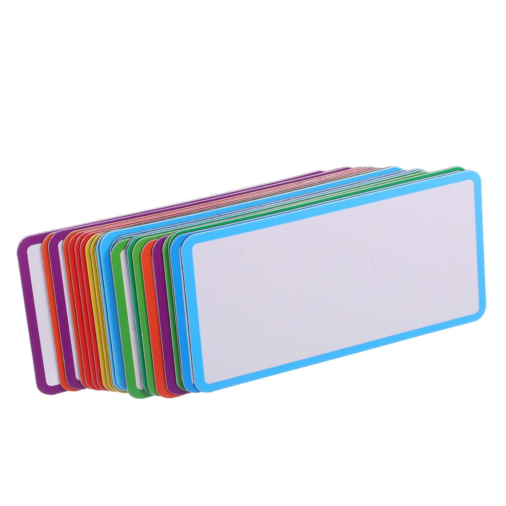 48 Stück Abwischbare Magnetetiketten für Schule und Büro Flexible Namensschilder mit Farbiger Umrandung für Whiteboards Kühlschränke und Metallregale Wiederverwendbare Magnetetiket