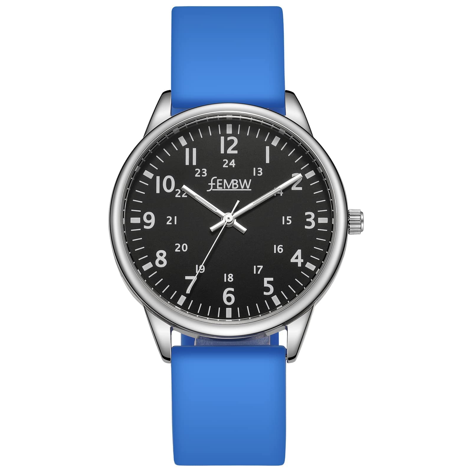 FEMBW Orologio da donna in silicone, cinturino in silicone, quadrante di facile lettura, lancette luminose, lancetta dei secondi, resistenza all'acqua 50M