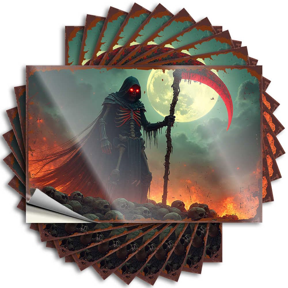 Skull-Covered Ground Under A Full Moon Core Man CABE Decor - Bumper Helmet Removable Vinyl Decal(6X9CM)