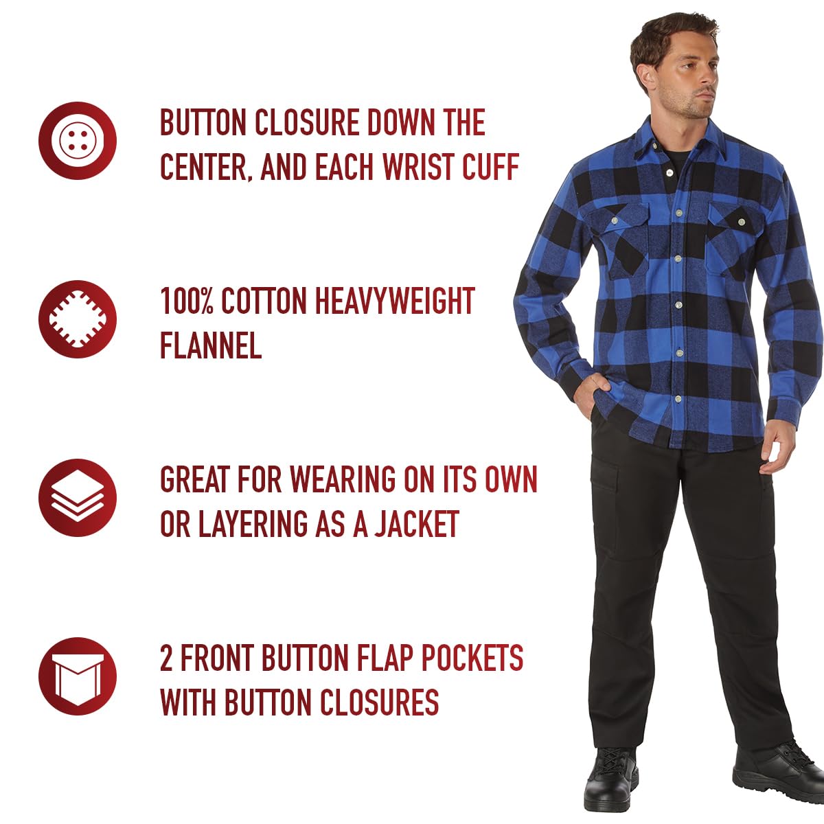 Chemise en flanelle très lourde Marron (3XL, bleu)