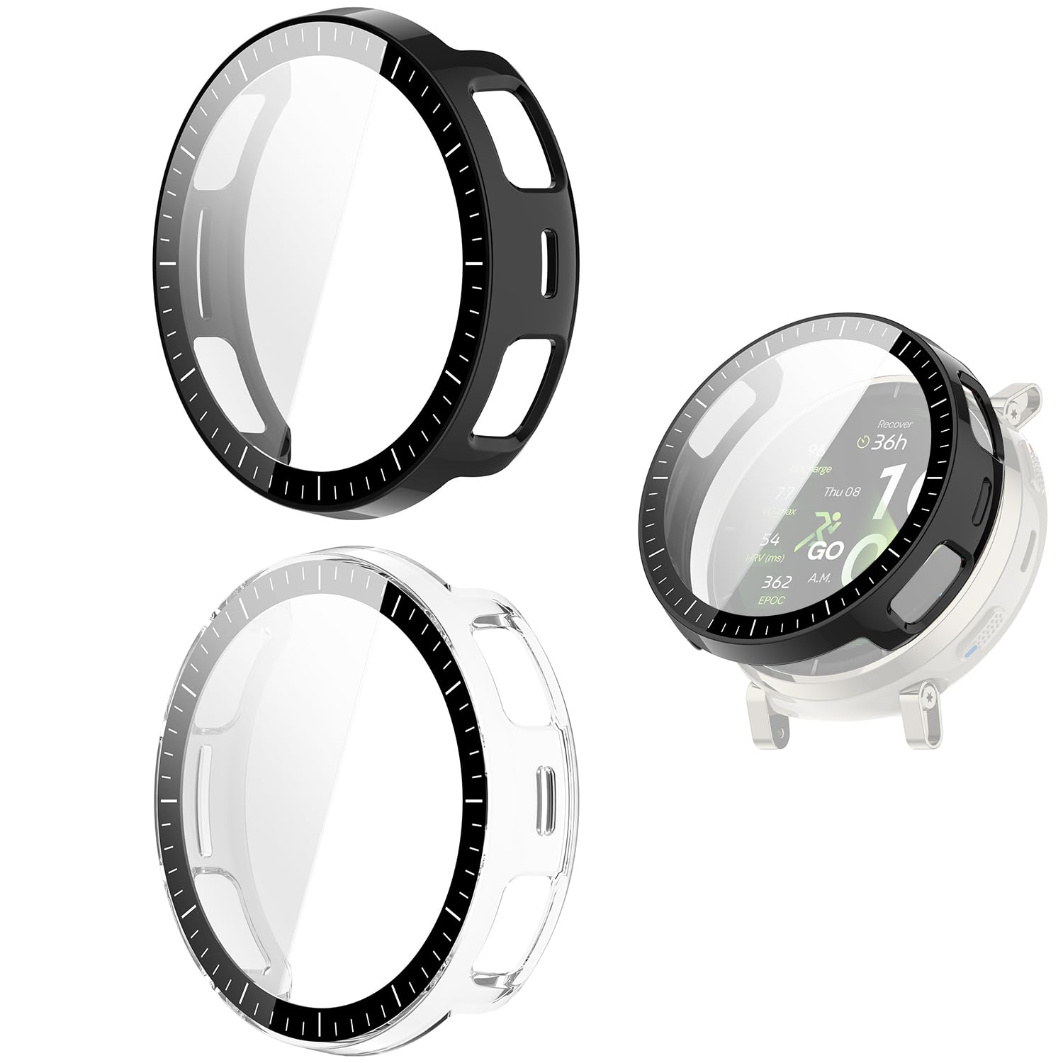 zorbes® amazfit watch case for active 3 | scratch-resistant full-coverage design with rigid pc shell and tempered glass, 2pcs for office users, workouts, and travel