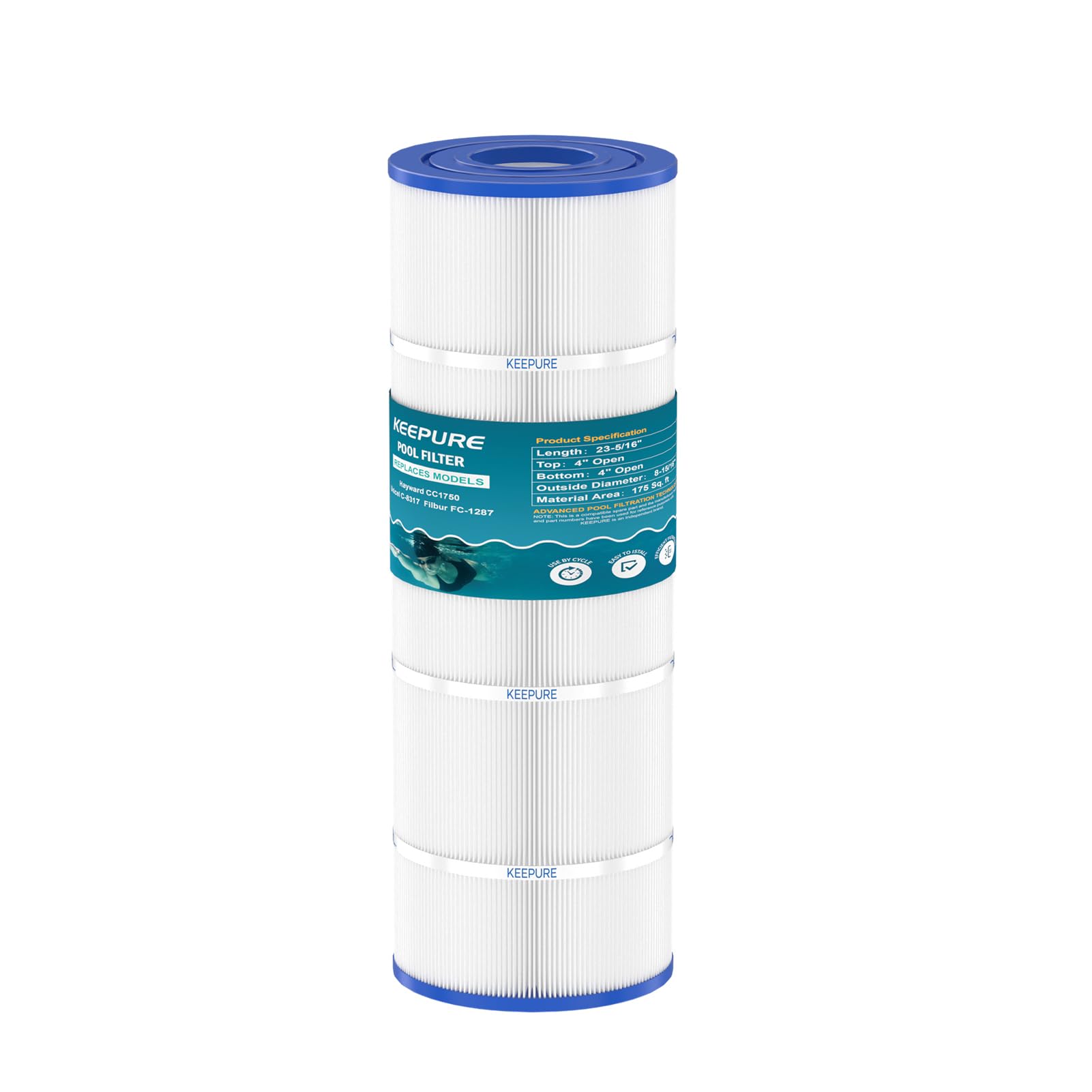 KEEPURE Jandy CS150 Pool Filter Cartridge Replacement for CCX1500RE, C-8414, CC1500, PJANCS150, C-8317, FC-1287, PXST175, FC-1301, 175 Sq. Ft, 1 Pack