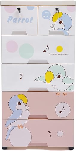 Miniatura 4 de Cómoda de plástico con 6 cajones, armario de almacenamiento con 6 cajones, cajones de armario de 20 pulgadas de ancho x 14 pulgadas de profundidad x