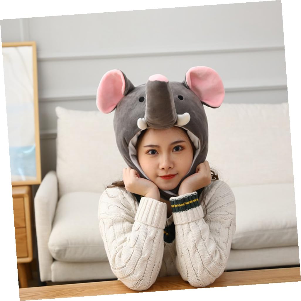 Cabilock Sombrero de Disfraz Forma de Elefante Grande de Peluche Gris, Gorro de Fiesta Divertido para Carnaval, Juegos de Rol y Eventos Festivos, Accesorio Único para Adultos y Niños