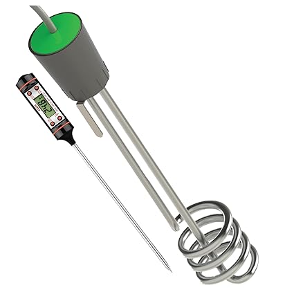 NIMBUS ISI Certified Crown Model 4 Ring 1500 Watts Electric Immersion Water Heating Rod | Instant Bucket Water ShockProof Heater | Travel Immersion Heater Rod (With Free Water Temperature Meter)