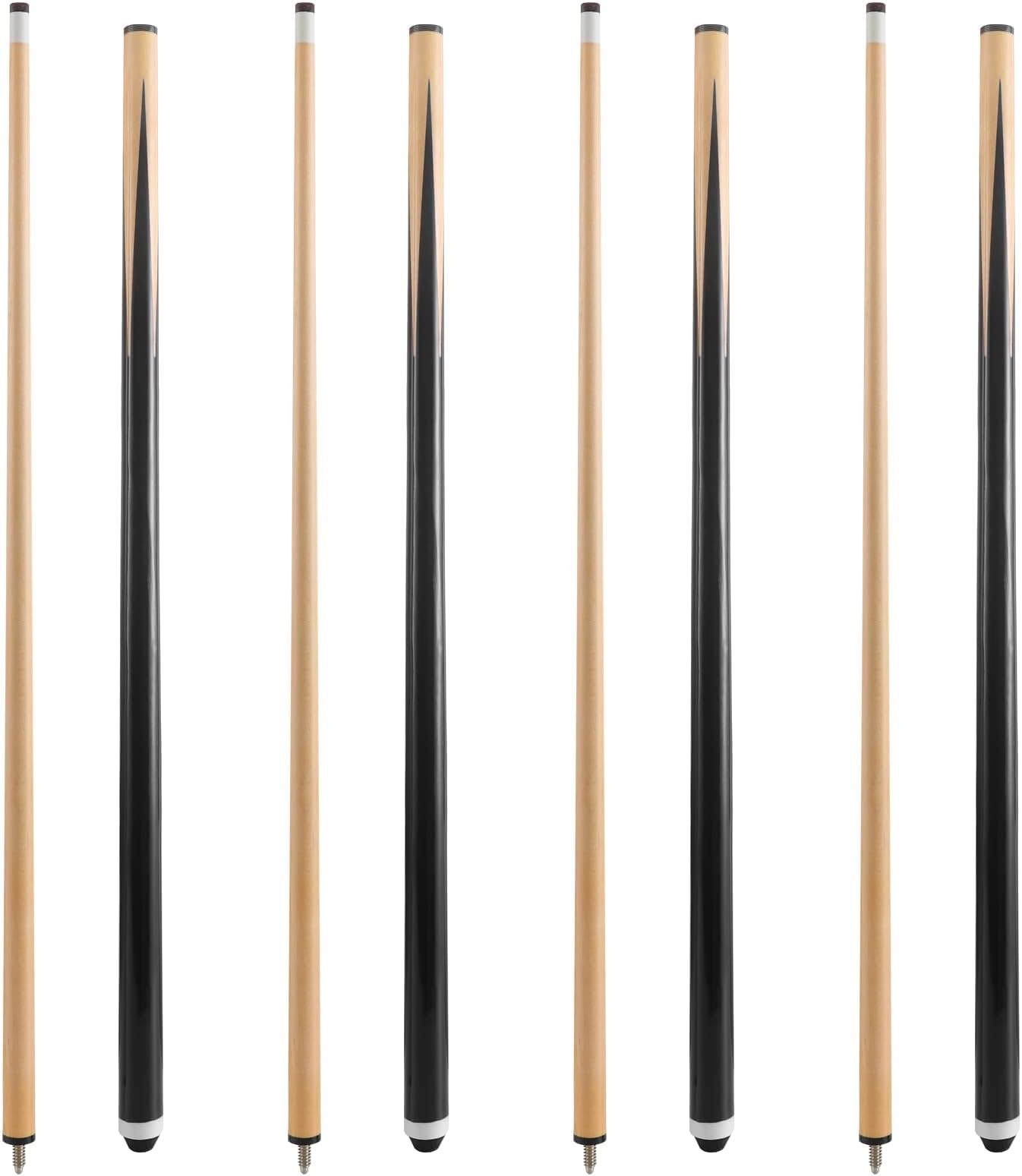 HMQQ Pool Cue Sticks – 42"/48"/58" Billiard Cues with 13mm Leather Tip – 17oz/18oz Standard or 20oz Heavy – Set of 2 or 4 – Durable 2-Piece Pool Sticks for Beginners, Adults, Home & Bar