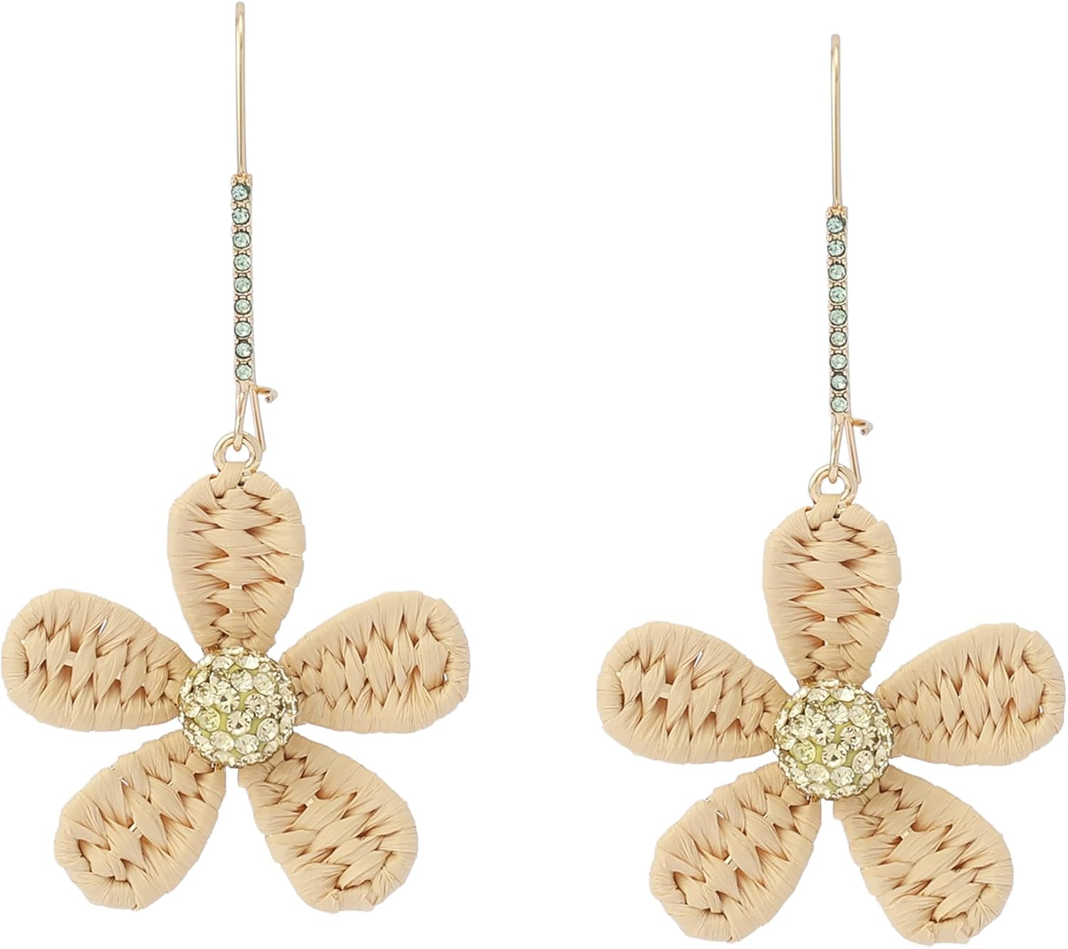 Betsey Johnson Jewelry Women's Spring Chick Raffia Daisy Dangle Earrings