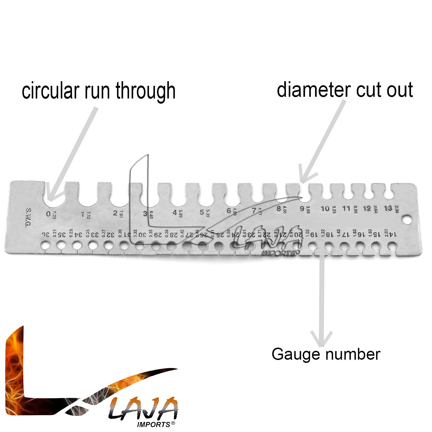 Laja Imports 'Rectangular Wire/Metal Sheet Thickness Gauge (S.W.G) - from 0 to 36 Gauge for Educational Use