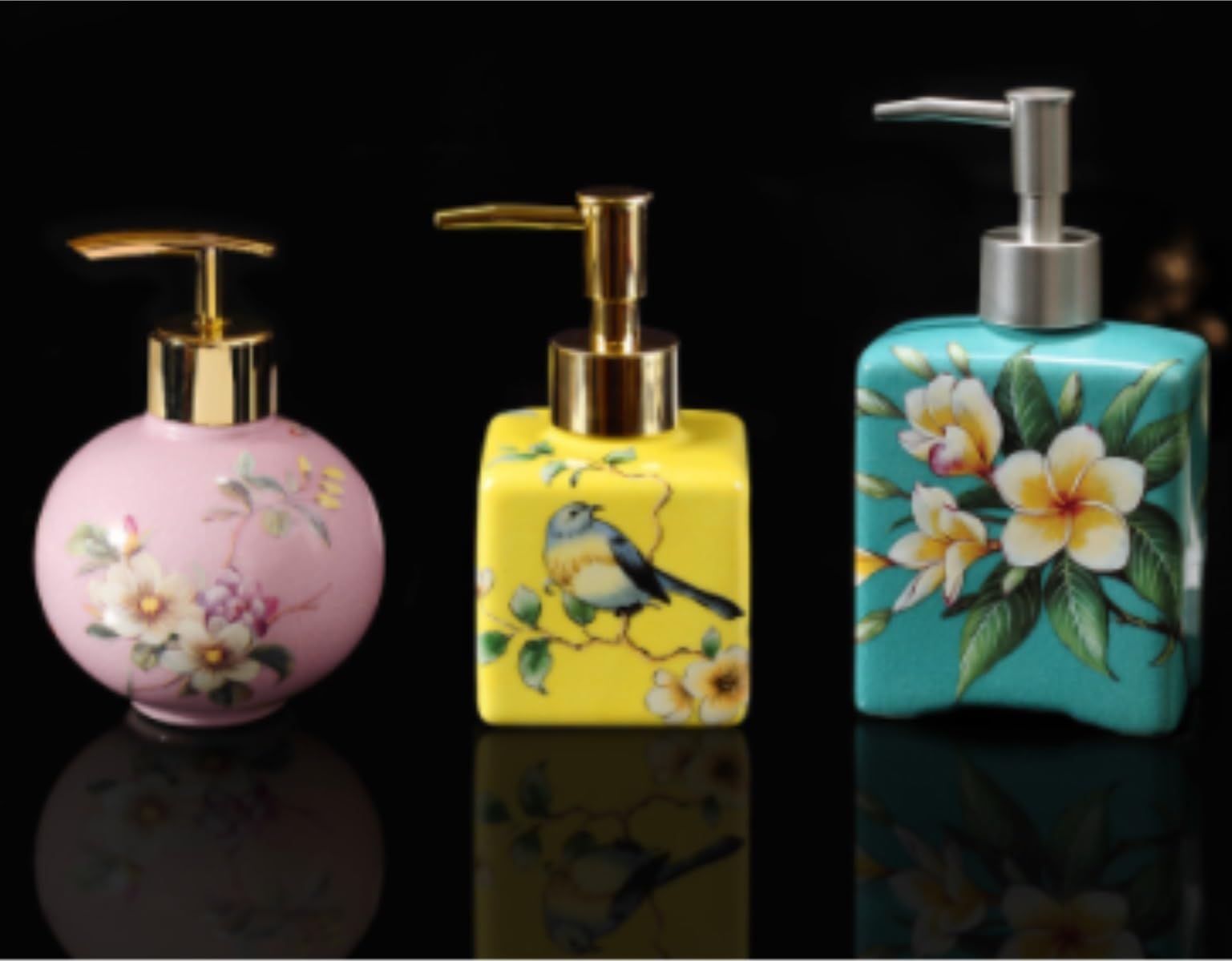 Dispensadores De Loción Jabón Dispensador De Jabón Y Loción De Cerámica, Botella Decorativa para Líquidos con Bomba(Yellow)