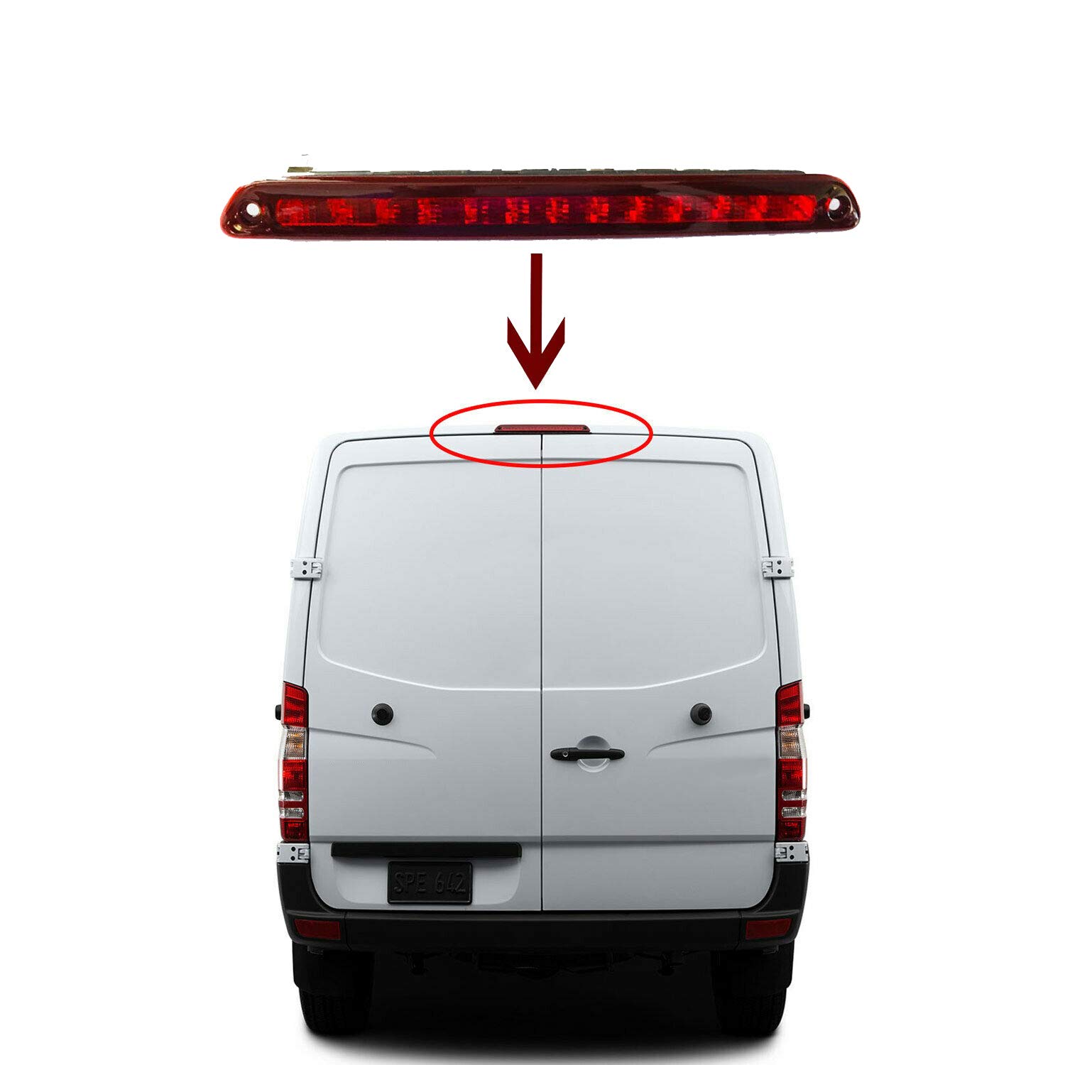 Auntoo for Mercedes Sprinter / 2006-2019 LED Rear High Brake Back Light Lamp 3RD Third Brake Stop Light