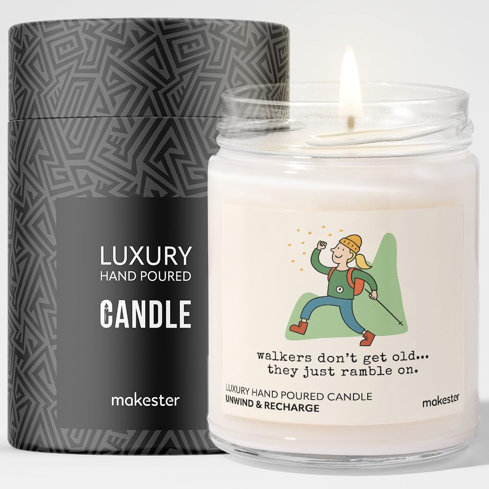 Gift for A Walker - Luxury Soy Wax Candle - Vanilla, Jasmine, Sugared Almond - Makester — image 1