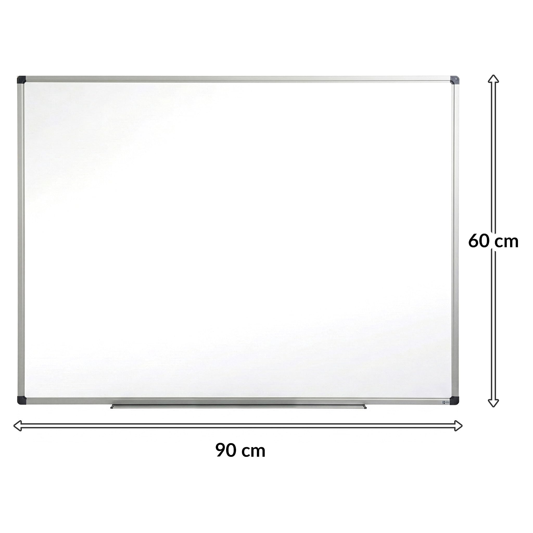 Mob Magnetisches Whiteboard 90x60cm mit Alurahmen und abnehmbare Stiftablage für Büro, Heim und Schule, Magnettafel Kratzfest und trocken abwischbar | Magnetboard in Hoch- oder Querformat