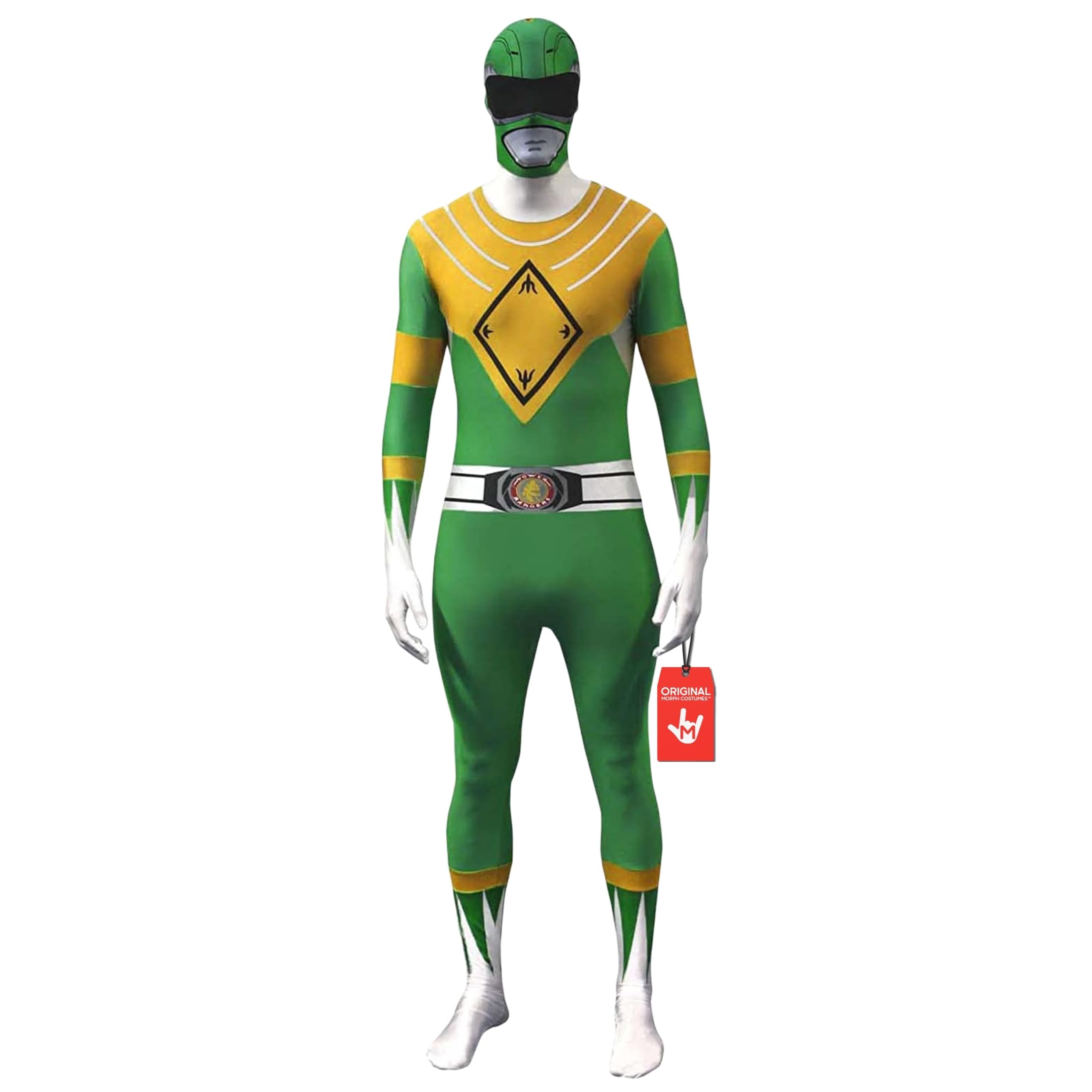 Green Power Ranger Costume Adult Men, Power Rangers Morphsuit, Green, X-Large