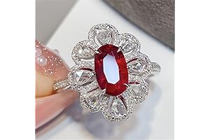 AZQ Sterling Silver Diamond and Ruby Halo Ring