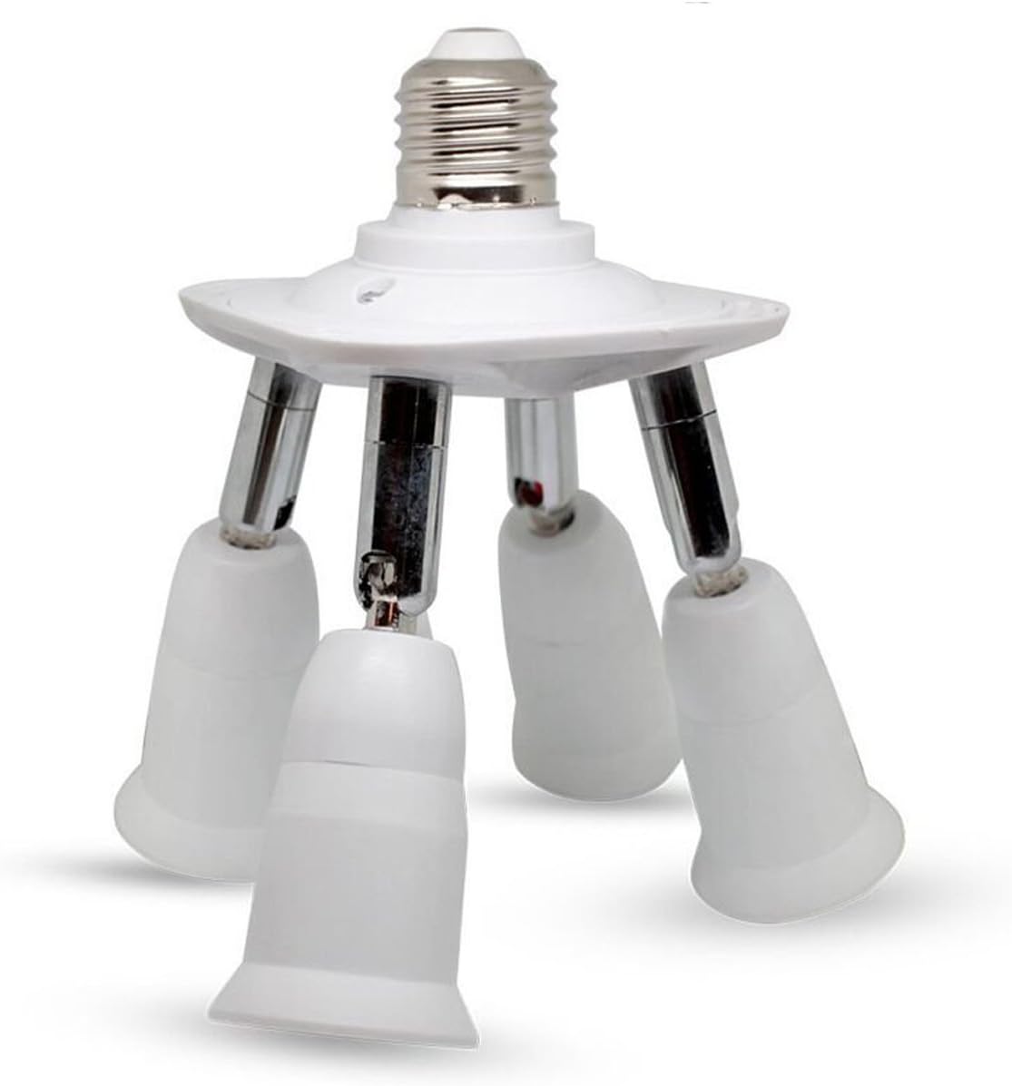 E26 E27 4 Socket Adapter E26/E27 LED Light Bulb Converts 1 Socket into 4- Used for Standard Socket E27 LED Bulbs Universal Head 360 Degrees Adjustable , 180 Degree Bending for Photography Photo Studio