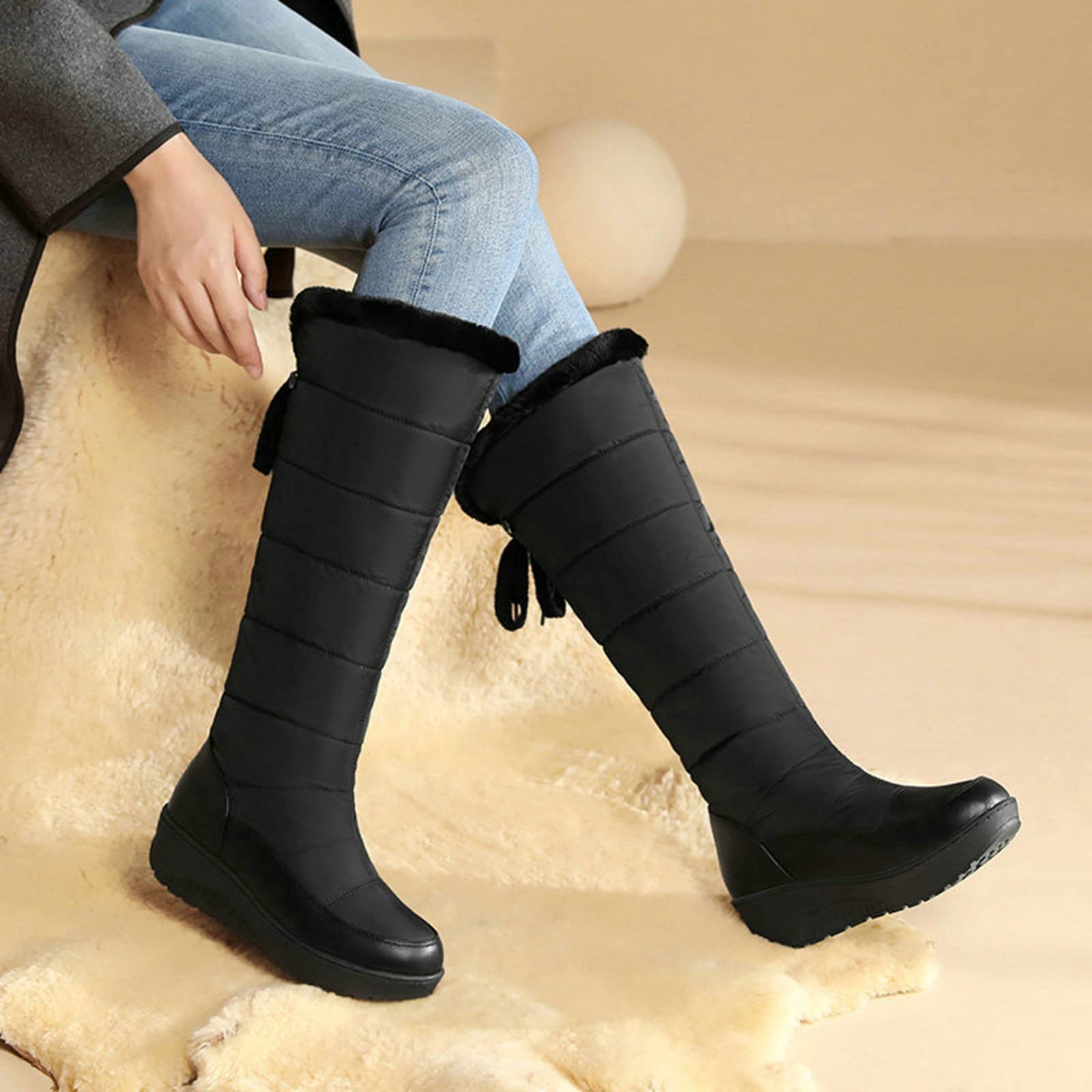 Stivali Pioggia Donna Fashion Lunghi con Cerniera Laterale E Lacci con Motivo Stampato Giardino Impermeabili Stivali Wellington per Donna Stivaletti Motivo Stampato a Fashion Scarpe da