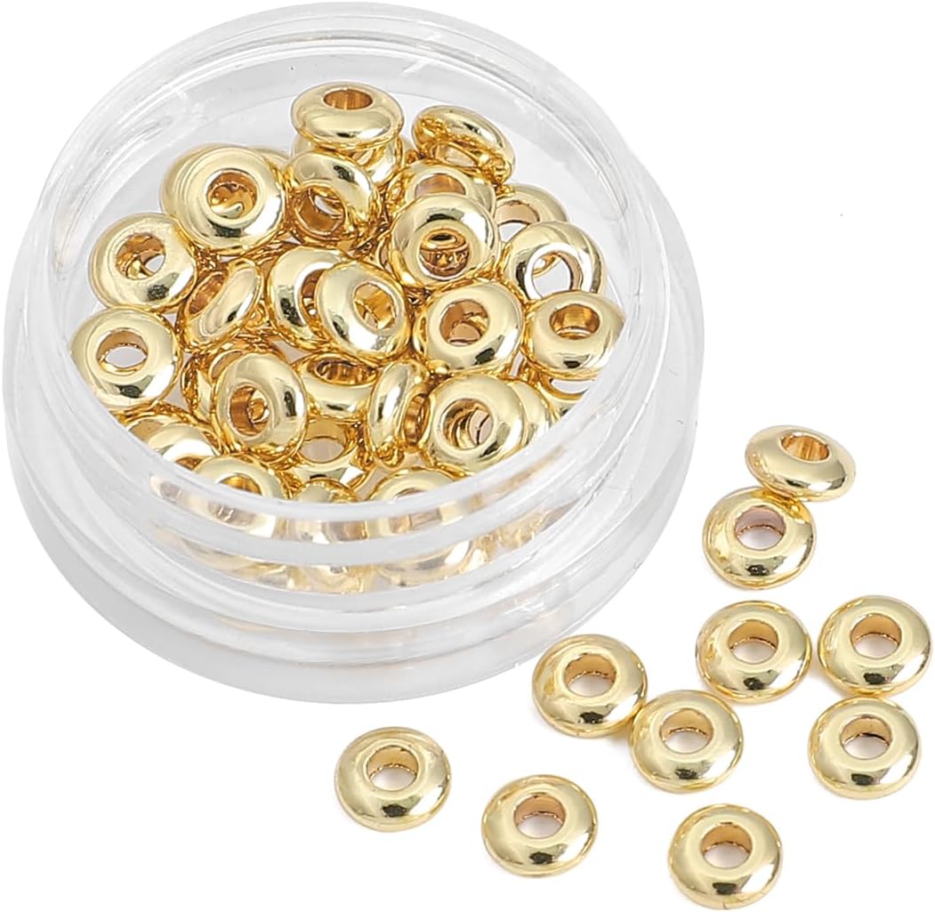 14K Gold Plated Roudelle Spacer Beads 5x1.8mm 50pcs for Jewelry Making Findings Non Tarnish - Image 6