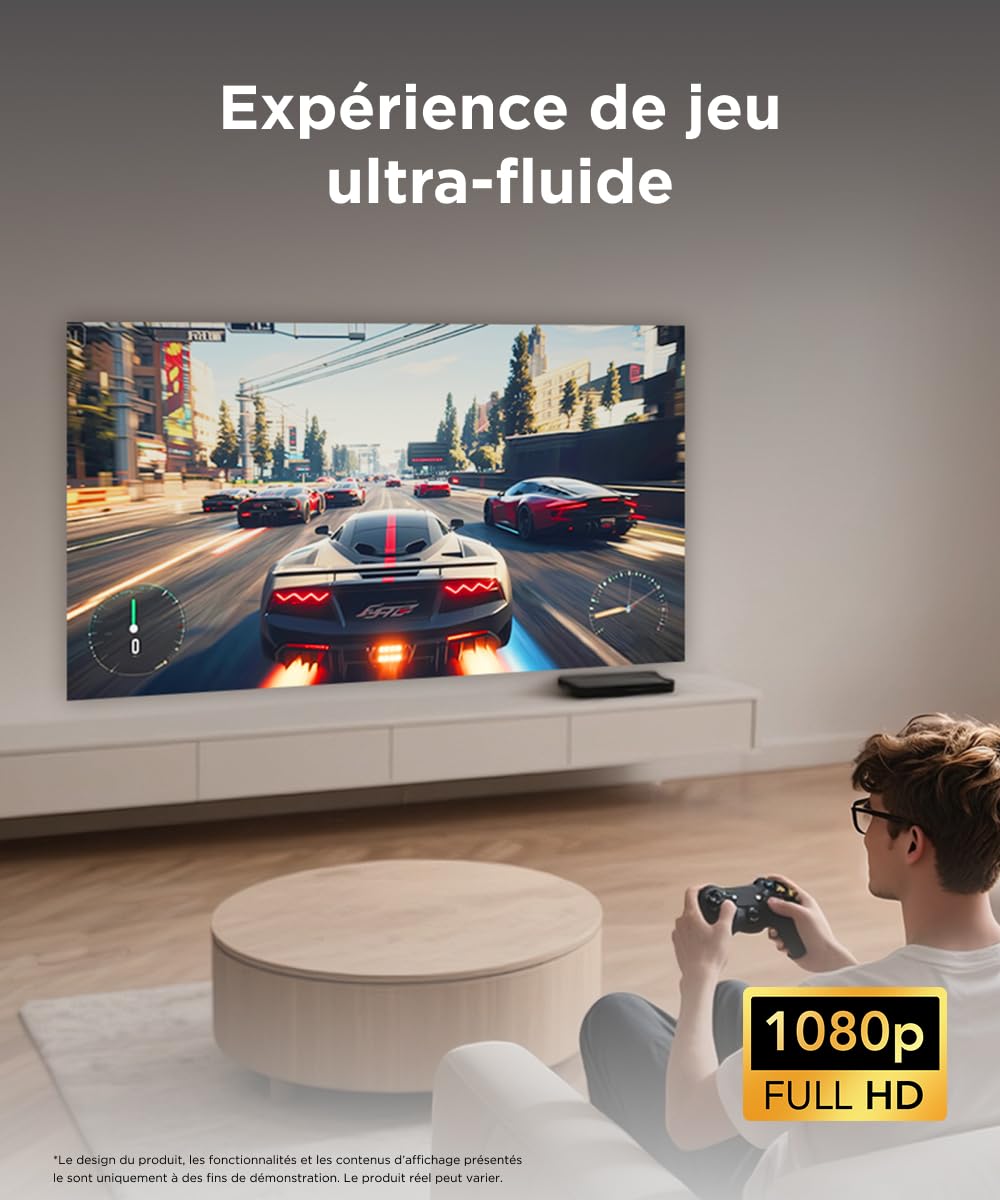 Projecteur TCL PlayCube DLP Full HD 1080p, Projecteur Portable certifié Netflix, 3h autonomie (Gaming). 750 lumens, 4K, autofocus, écran jusqu'à 150"