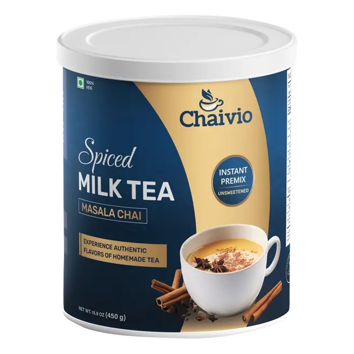 Masala Chai Tea Latte, Unsweetened Instant Powder, Authentic Chai with Natural Ingredients, No Preservatives, Chai Tea Powder, Quick and Healthy Chai(1 lb)
