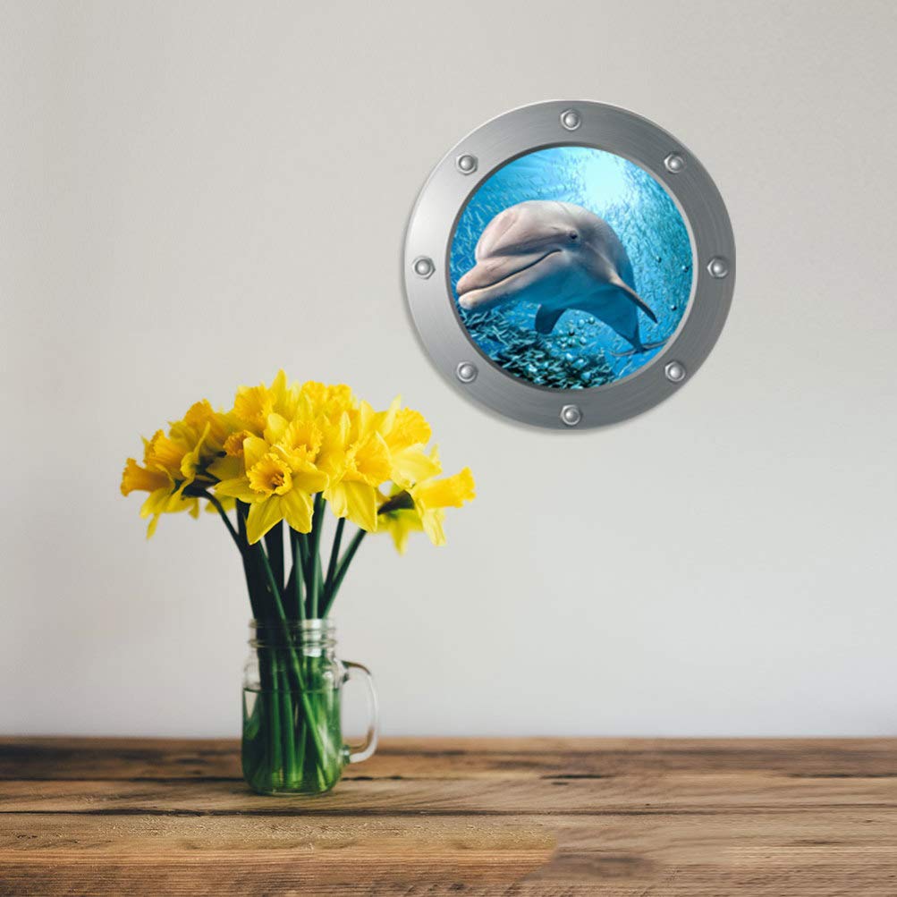 Stickers Decorativos De Ventana Submarina Diseño De Delfines Para Habitaciones Infantiles y Salones Pegatinas Extraíbles Para Decorar El Hogar