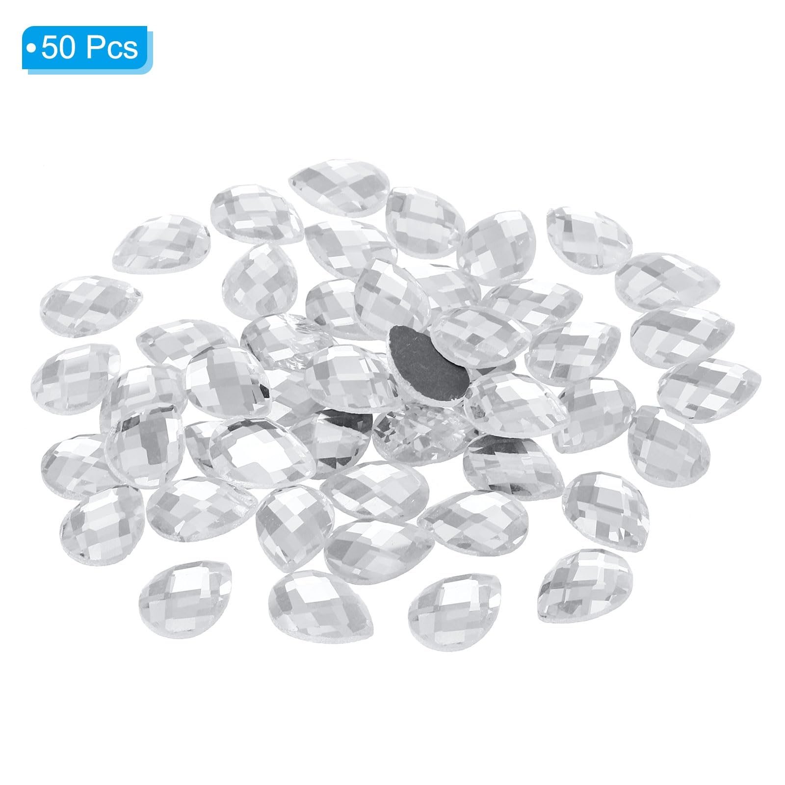 PATIKIL Acrylic Teardrop Gems, 50 Pcs 18x13mm Flat Back Teardrop Rhinestones Plastic Gems for Jewelry Making DIY Craft Clear - Image 3