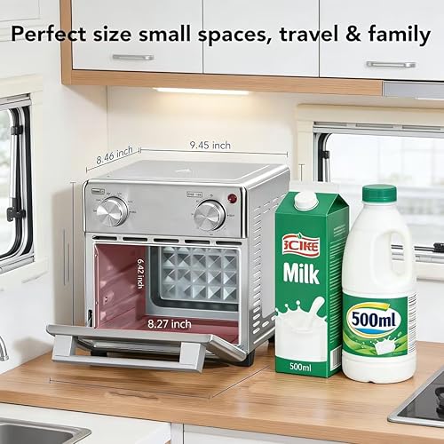 Miniatura 2 de Combo de freidora de aire de horno tostador 5 en 1 de 8.5 cuartos de galón, acero inoxidable, precalentamiento rápido, ideal para espacios pequeños,
