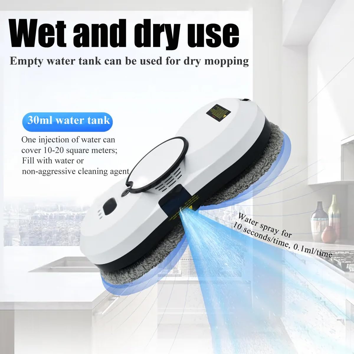 Smart Glass Cleaning Robot, 5600Pa Strong Suction Window Cleaning Robot, Power Outage Protection, Edge Detection, Suitable for Outdoor and Indoor high-Rise Windows, with Various Accessories