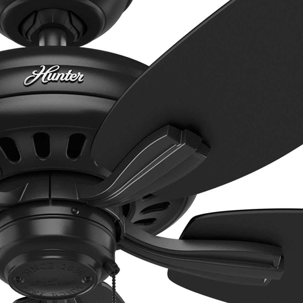 New Deal Hunter Newsome Indoor / Outdoor Ceiling Fan with Pull Chain Control, 52, Black