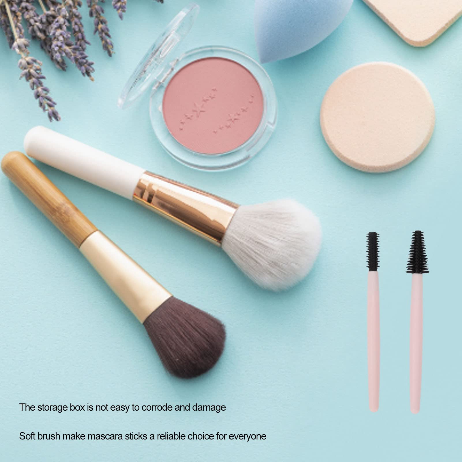 Eyelash Brush Set, 2pcs Eyelash Brush Silicone Eyebrow Elastic Portable Reusable Mascara Wands for Makeup (Light )