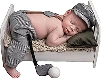 Vista 9 de Accesorios para fotografías de bebé recién nacido o de meses, con gorra a rayas y mameluco