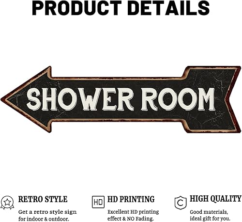 Miniatura 3 de Mukuko Letrero de metal con flecha izquierda, aspecto retro, de 6 x 18 pulgadas, decoración de lata para el hogar, cocina, baño, granja, divertida