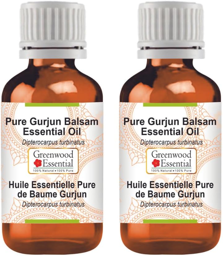 Greenwood Essential Pure Gurjun Balsam Essential Oil (Dipterocarpus turbinatus) Steam Distilled (Pack of Two) 100ml X 2 (6.76 oz)