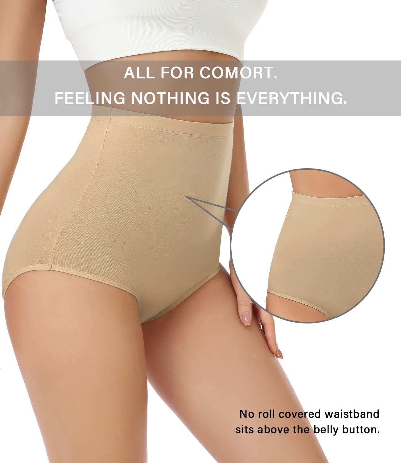 wirarpa Mutande Donna Cotone Vita Super Alta Slip Donna Mutantina Elastiche Culotte Piena Copertura Pacco da 4